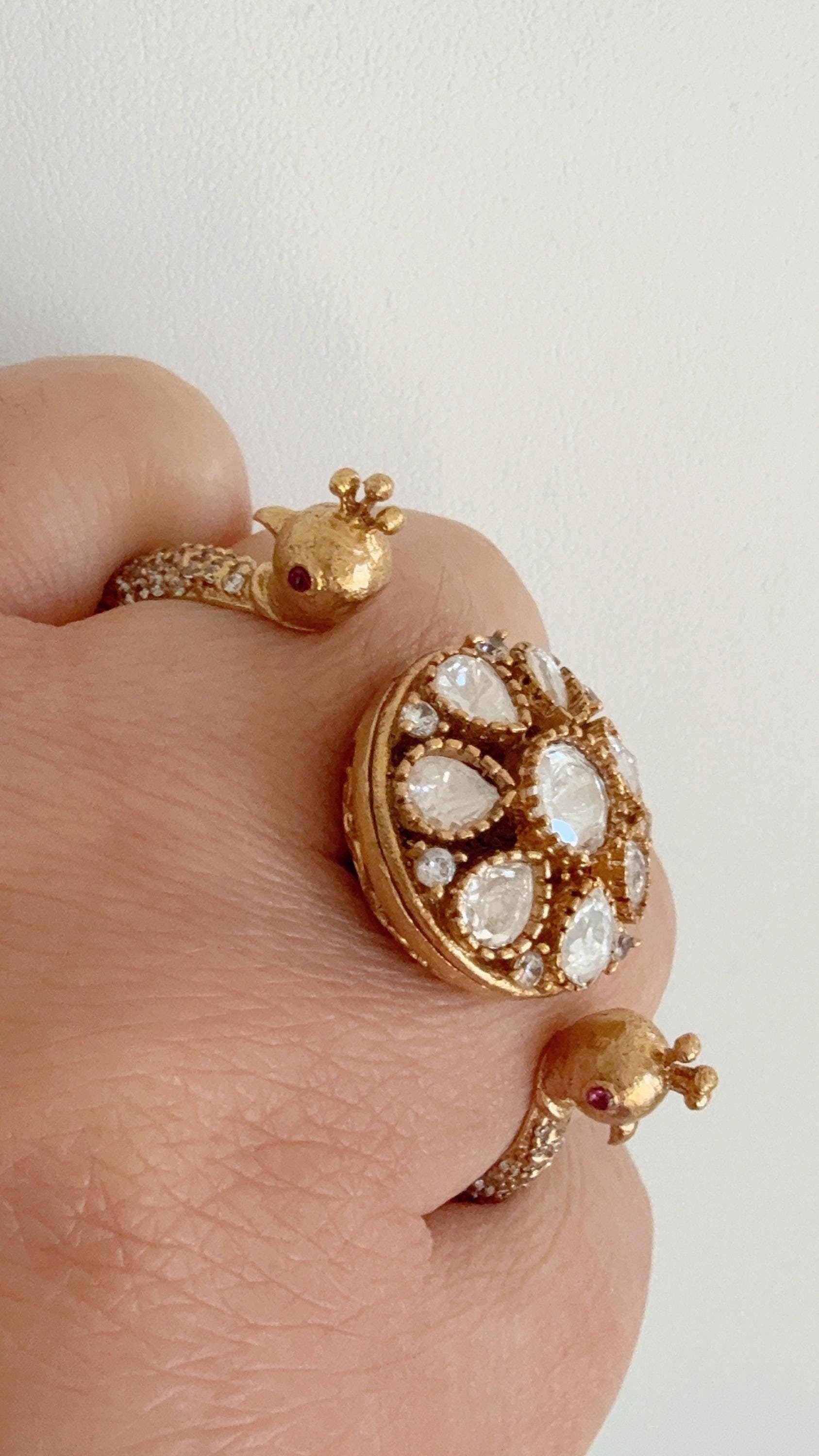Bridal Kundan Moissanite diamond Ring/Adjustable Ring/Double Finger Kundan Statement Ring /Indian Wedding jewelry/Two Finger Kundan ring