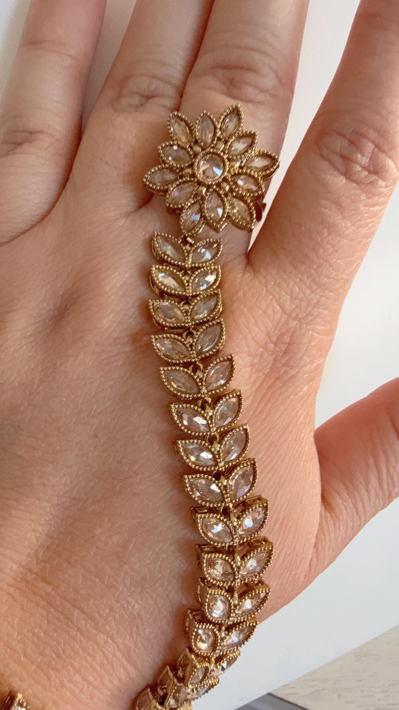 Antique dull color Polki Pearl Kundan Hath Paan single /hand harness/Indian Jewelry/Hand Jewelry/Haath phool/Hathh Panja