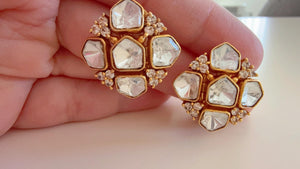 Moissanite Polki Embellished Kundan Studs /Indian Jewelry /Moissanite Kundan Stud Earrings/Kundan Stud Earrings/Cz Studs/Diamond Studs