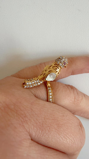 Moissanite Diamond Women ring/Adjustable Ring/ Indian Ring/ Indian Jewelry/Indian Wedding jewelry/Bird diamond ring