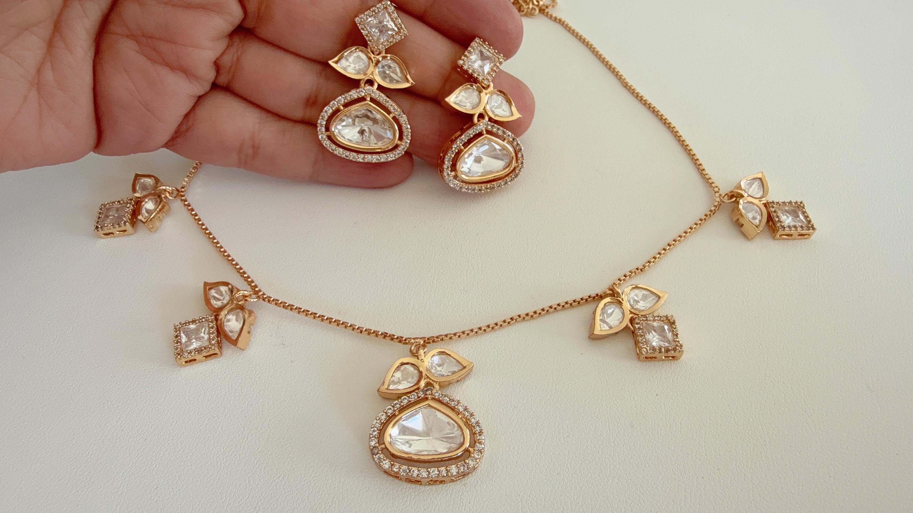 Polki Kundan Gold Jewelry Moissanite necklace set/ Kundan Necklace / Indian Bridal Jewelry/Indian Wedding jewelry