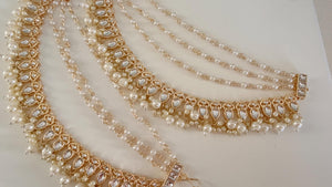 Gold kundan pearl Ear Chain/Sahare/Earring support chain/Kaan sahara//Pakistani Jewelry/Bahubali Earrings/Indian Jewelry