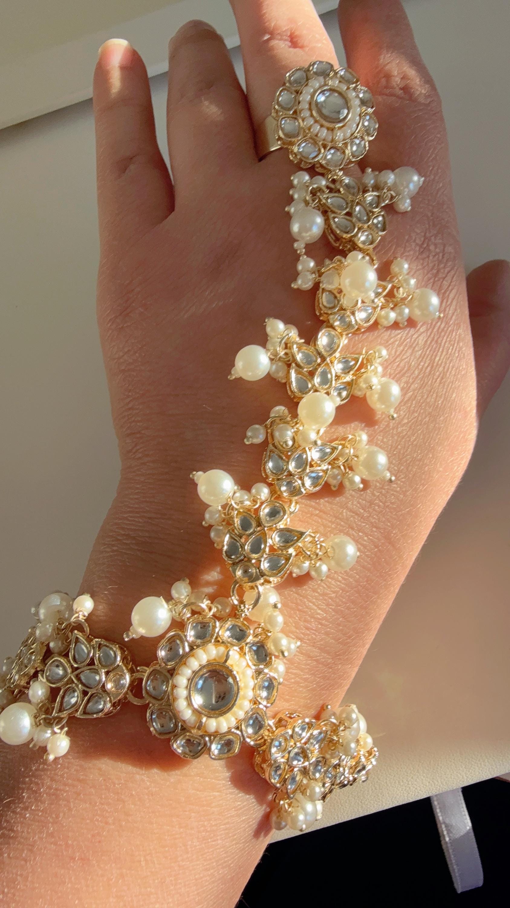 Kundan Hath Paan/Bracelet/Haath phool/Hathh Panja/hand harness/Indian Hand Jewelry//Bridal Jewelry/Indian Wedding jewelry