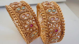 Openable Rajwadi multi color single wide kada /Antique gold Kada/Kundan bridal Kada /Gold Kada/Indian bangles /Indian Wedding jewelry
