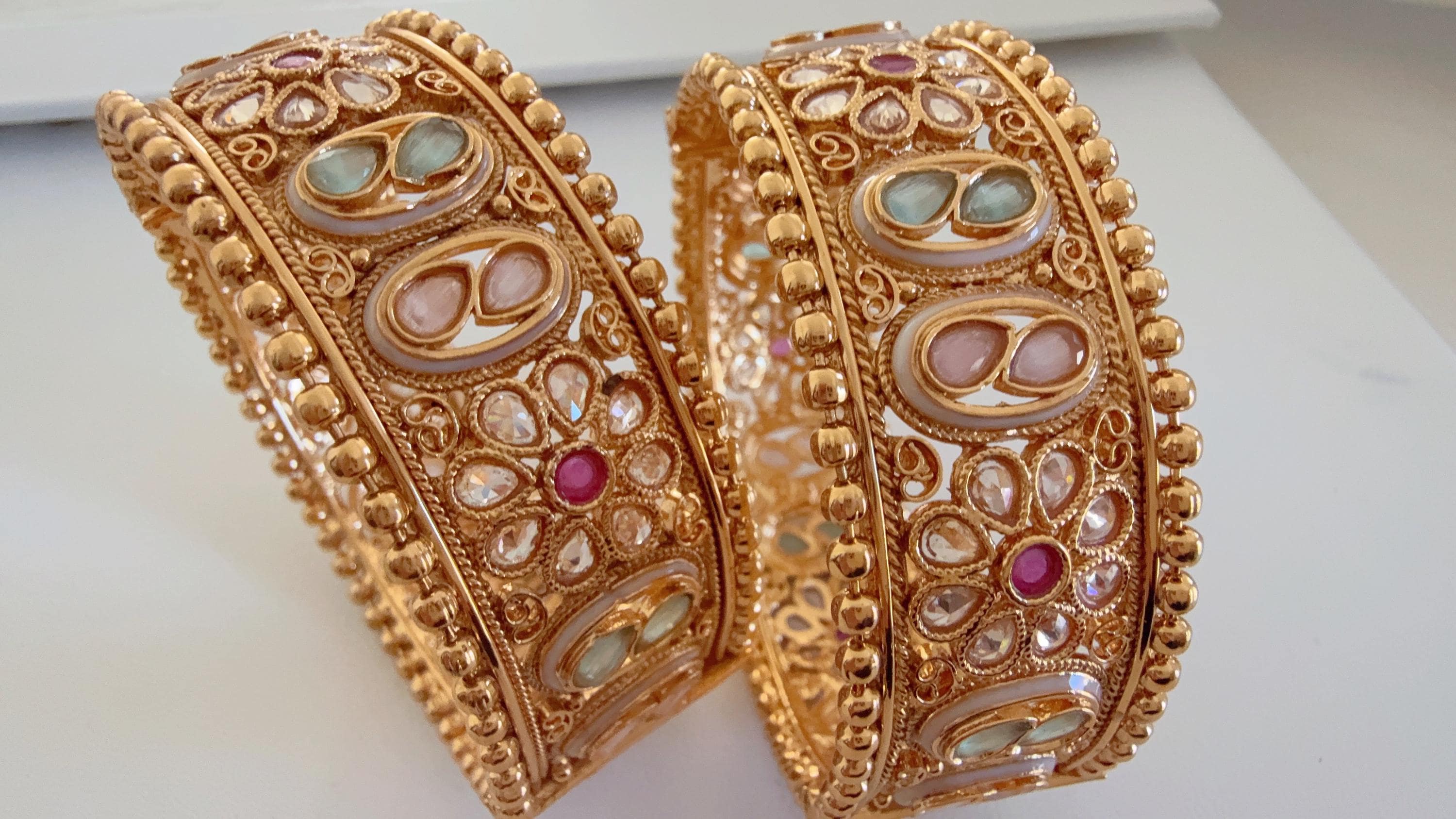 Openable Rajwadi multi color single wide kada /Antique gold Kada/Kundan bridal Kada /Gold Kada/Indian bangles /Indian Wedding jewelry