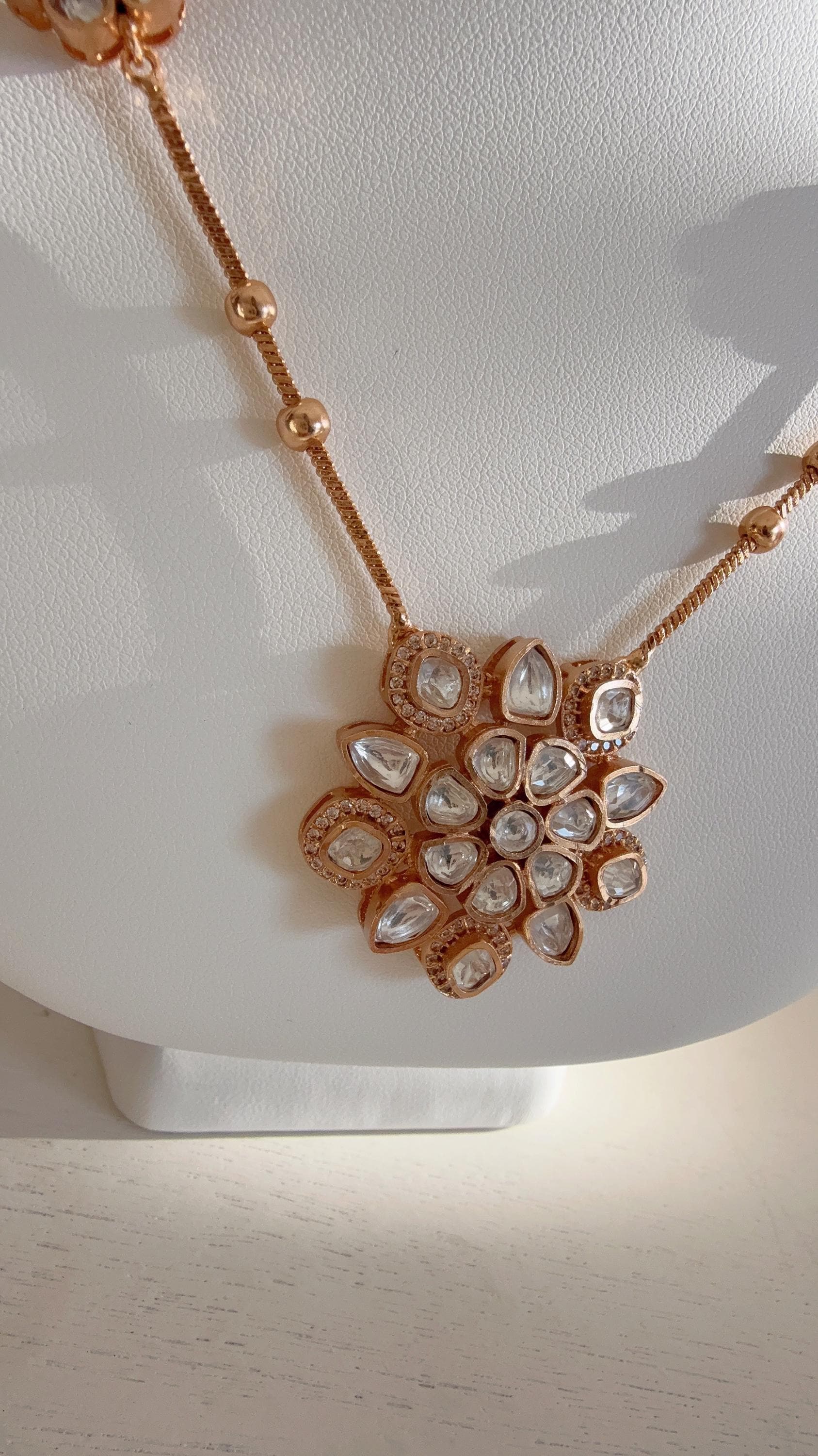 Premium Moissanite Pendant Set/Kundan Stone long chain Necklace/ Indian Bridal Jewelry/Uncut Moissanite Polki Kundan Wedding Jewelry