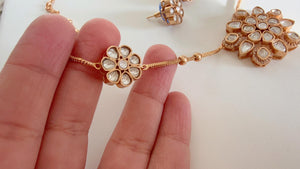 Premium Moissanite Pendant Set/Kundan Stone long chain Necklace/ Indian Bridal Jewelry/Uncut Moissanite Polki Kundan Wedding Jewelry