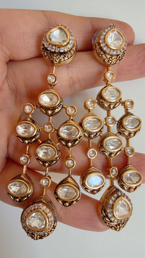 Restocked Sabyasachi-Inspired Moissanite kundan Earrings/Elegant Statement Jewelry/Antique Moissanite Polki Earrings/Bridal Diamond earrings