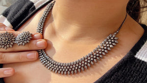 Black Rhodium Finish diamond choker /Indian jewelry/ CZ Choker/Bridal choker/ Indian Necklace/Black Rhodium Finish Choker Necklace