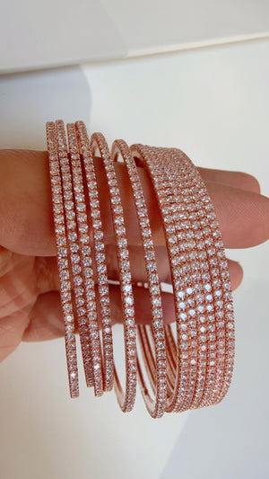 Rose gold cubic zirconia bangles set of 12/ Indian CZ Bangles/ diamond Bangle Set/Set of 12 rose gold American Diamond CZ Bangles