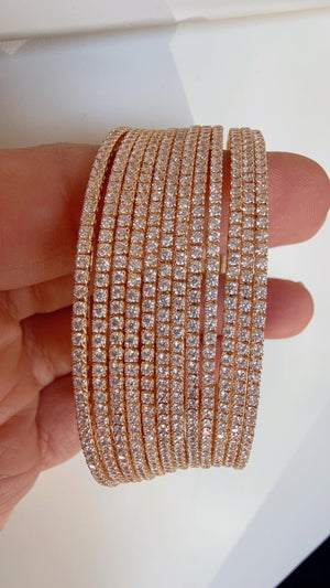 cubic zirconia Gold bangles set of 12/ Indian CZ Bangles/ diamond Bangle Set/Set of 12 gold American Diamond CZ Bangles