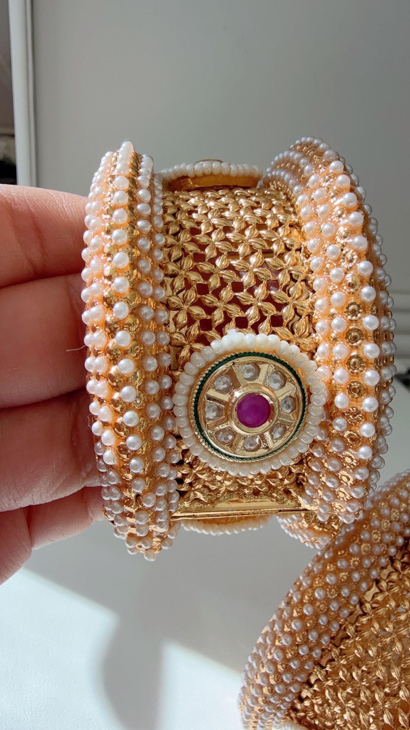 Openable Rajwadi single wide kada /Antique gold Kada/Kundan bridal Kada /Gold Kada/Indian bangles /Indian Wedding jewelry