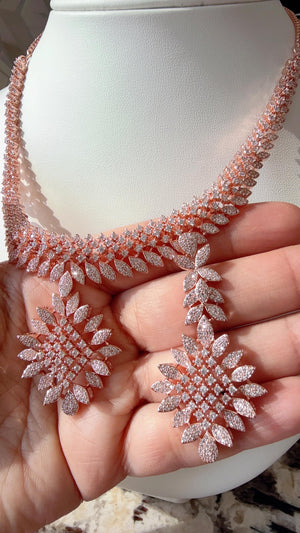 Rose gold Necklace diamond choker /Indian jewelry/ CZ Choker/Bridal choker/Bridesmaid Jewelry Sets/ Indian Necklace/Rose gold diamond choker