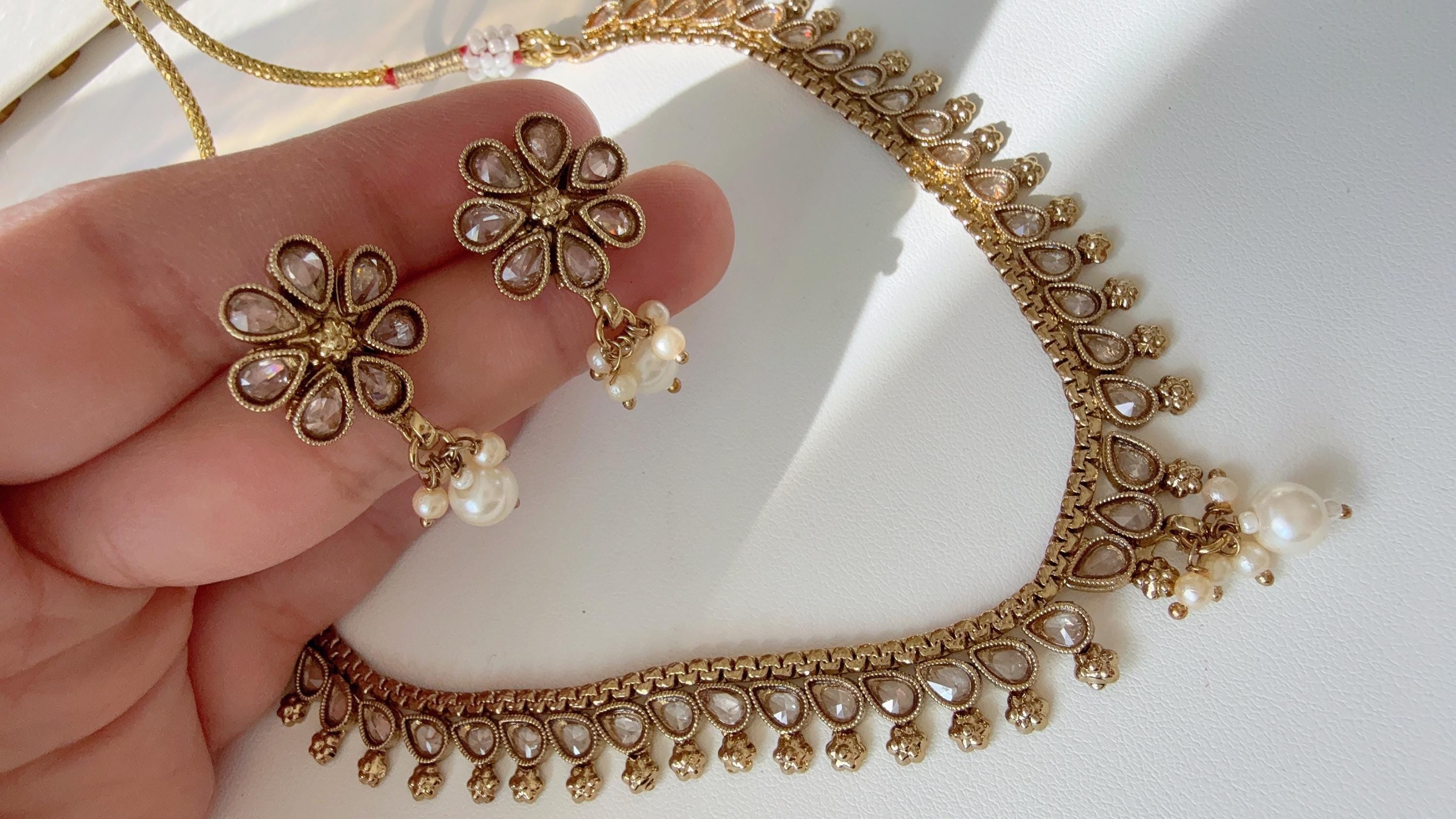 Antique Polki Kundan necklace/Wedding necklace/Bridal necklace/Indian necklace/Indian jewelry/Bridesmaid's jewelry