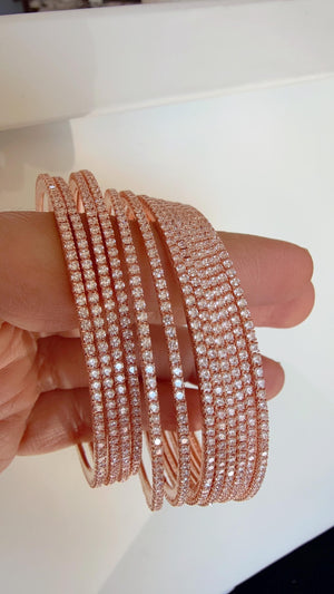 Rose gold cubic zirconia bangles set of 12/ Indian CZ Bangles/ diamond Bangle Set/Set of 12 rose gold American Diamond CZ Bangles