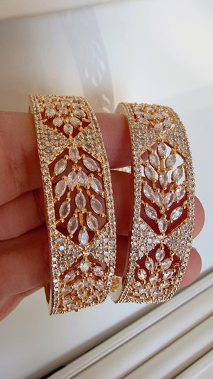 Gold American diamond bangle/diamond kada / Indian bangles/Indian Jewelry /bridal jewelry/Diamond bracelet/Bridal bangles