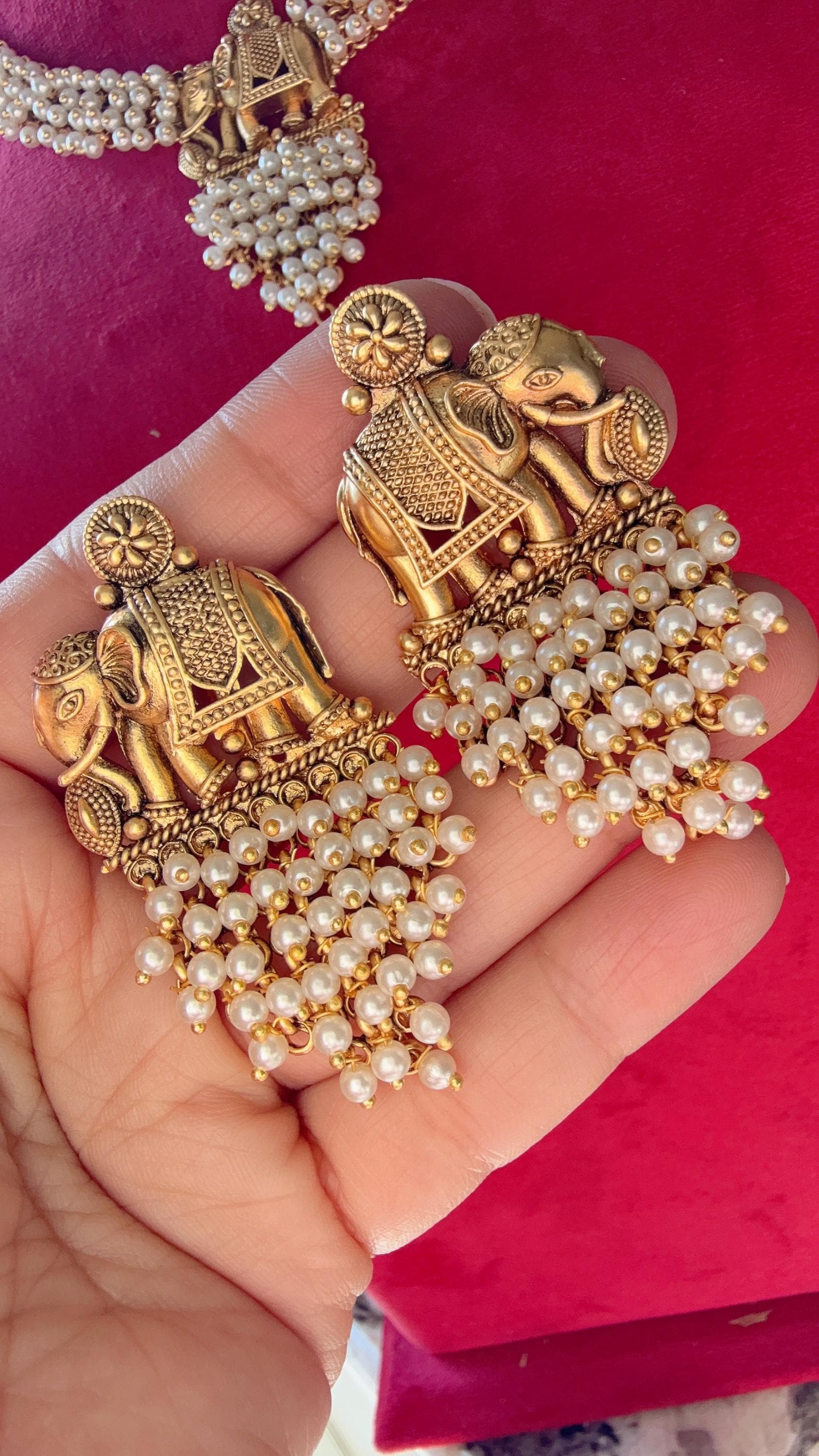 Elephant Choker Necklace /Indian Choker /Guttapusalu necklace /Temple jewelry/South Indian jewelry/Indian Wedding jewelry