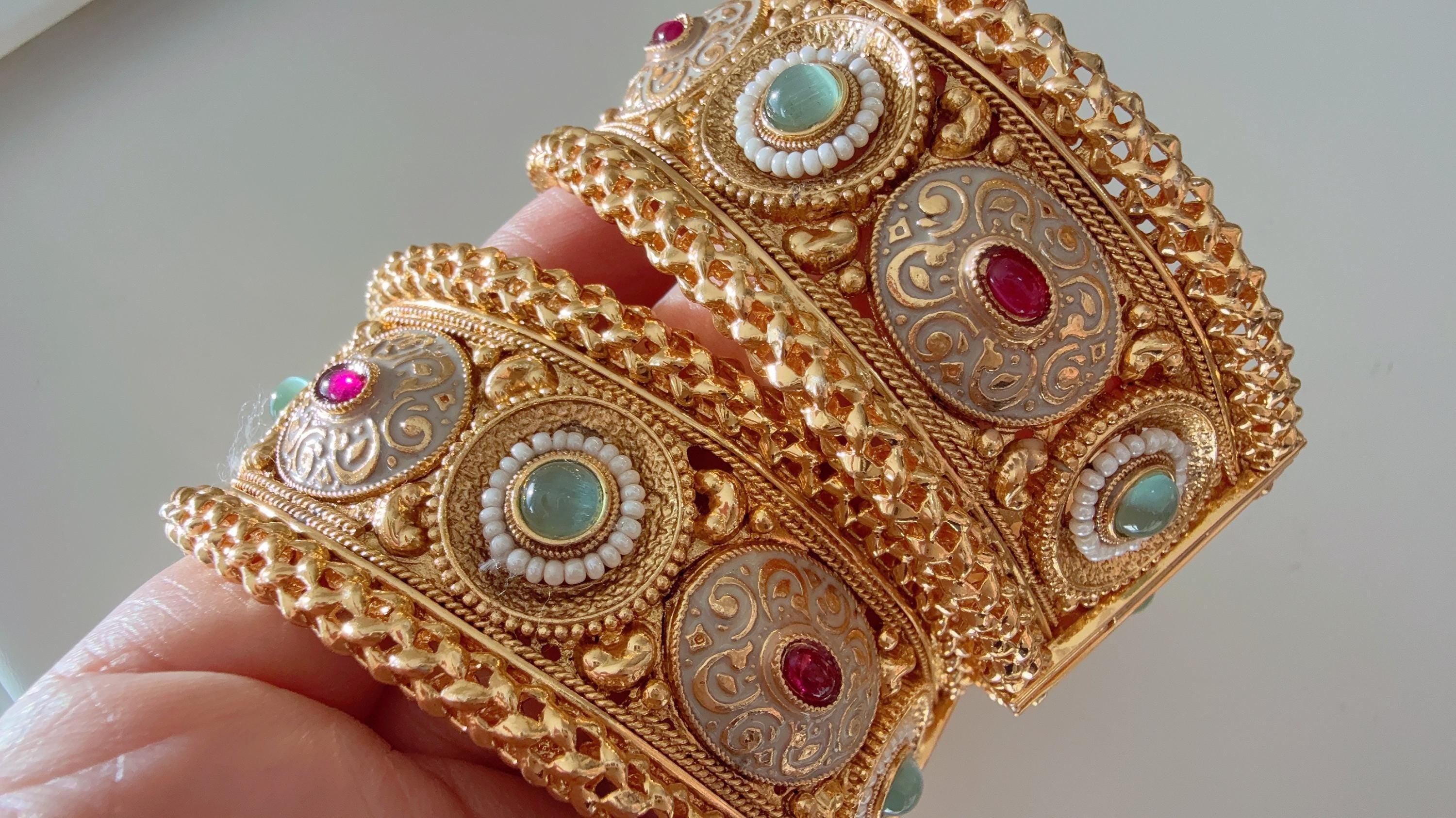Openable Rajwadi multi color single wide kada /Antique gold Kada/Kundan bridal Kada /Gold Kada/Indian bangles /Indian Wedding jewelry