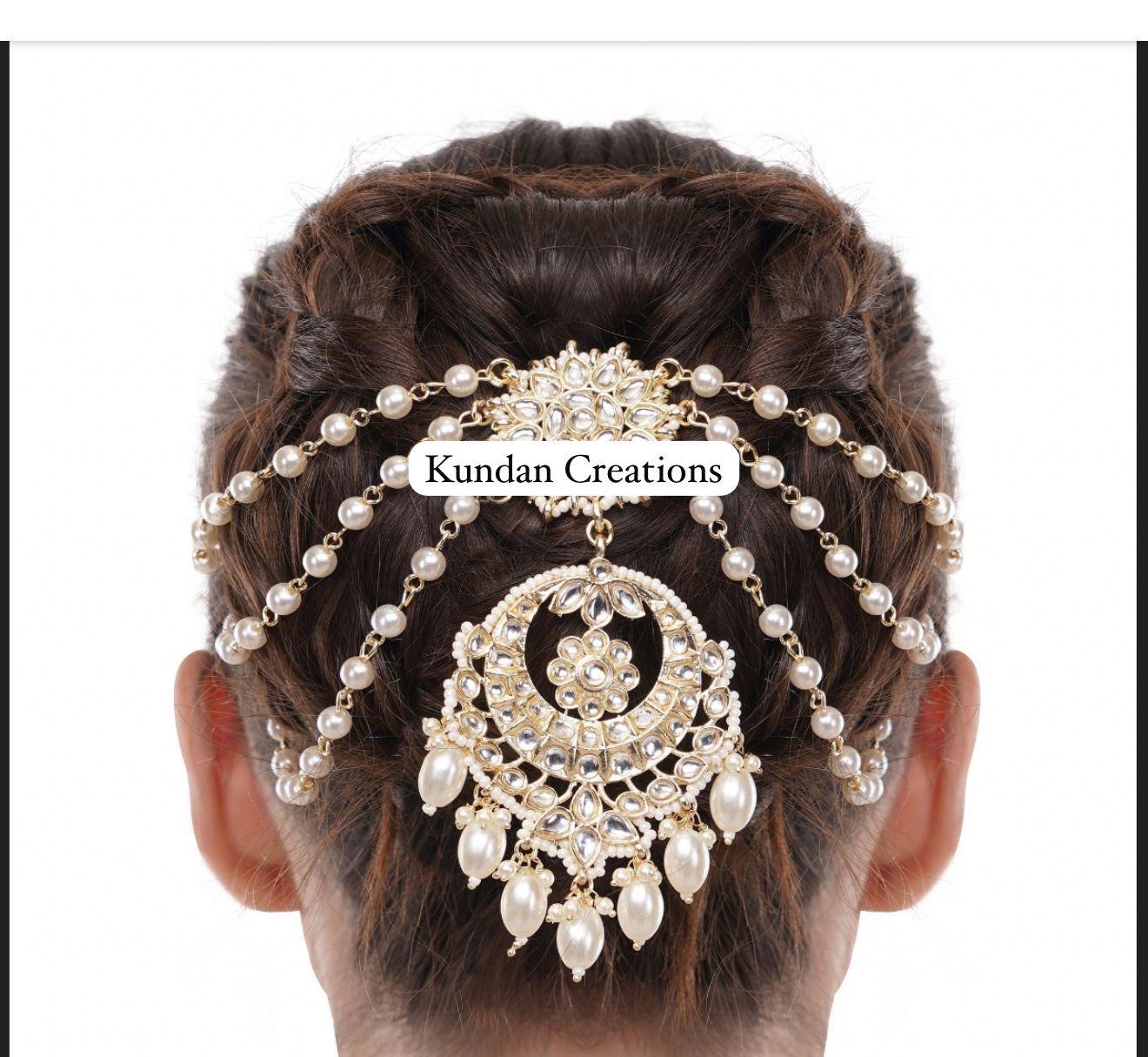 Gold Plated kundan Bun Pin/Mathapatti /Hair Clip/ Kundan Hair clips/Juda clip Choti/Kundan hair accessories/bridal hair jewelry