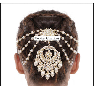 Gold Plated kundan Bun Pin/Mathapatti /Hair Clip/ Kundan Hair clips/Juda clip Choti/Kundan hair accessories/bridal hair jewelry