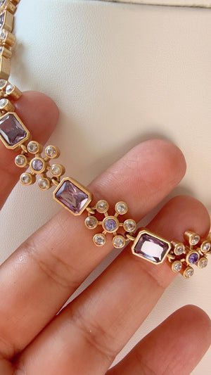 Petite classy Antique Polki Kundan necklace/Wedding necklace/Purple necklace/Indian necklace/Indian jewelry/Polki purple necklace