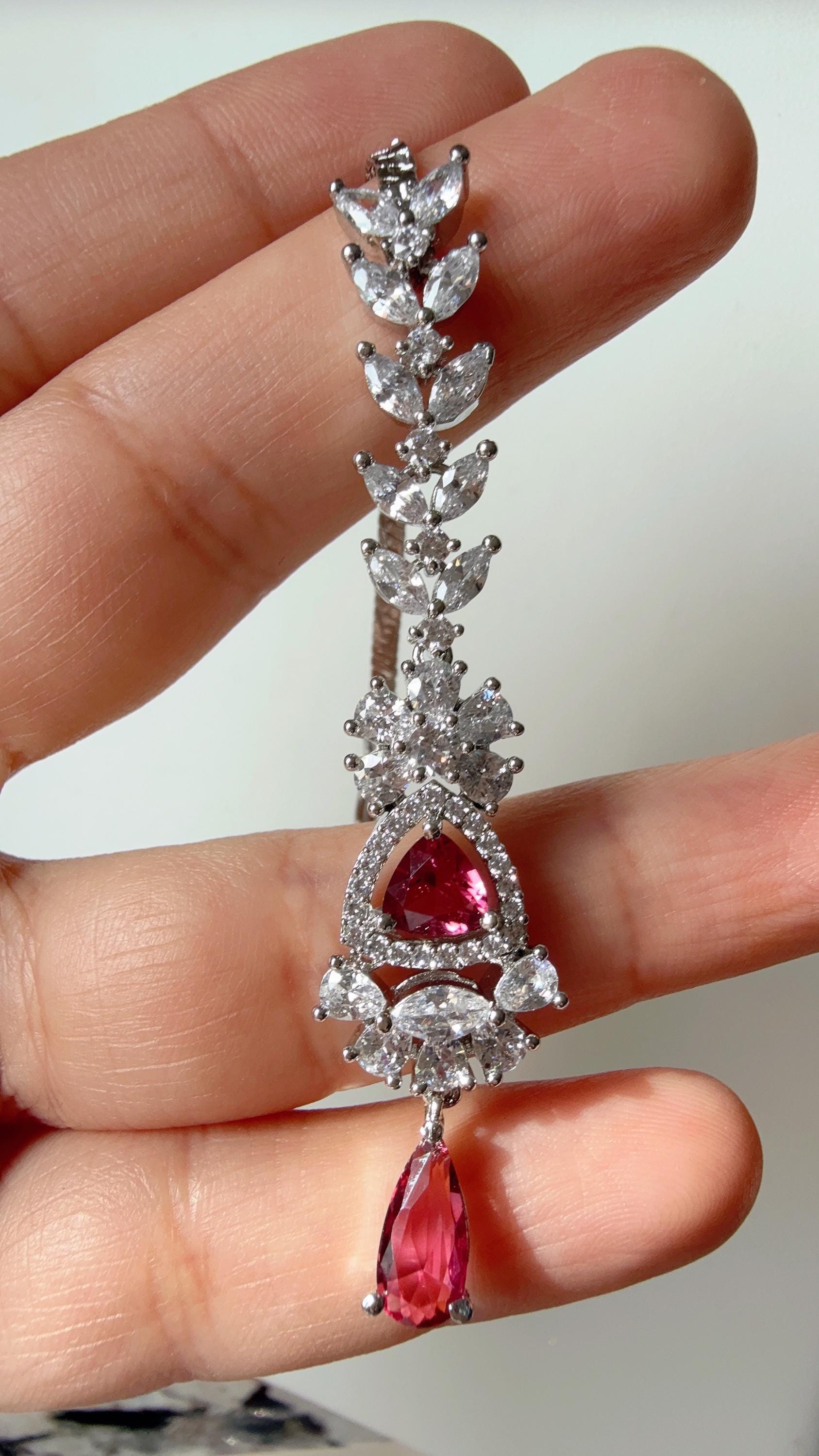 American Diamond Rhodium Maang tikka/ Indian Wedding Jewelry/ Pakistani Jewelry/ Matha patti/ Indian forehead jewelry/Indian Jewelry