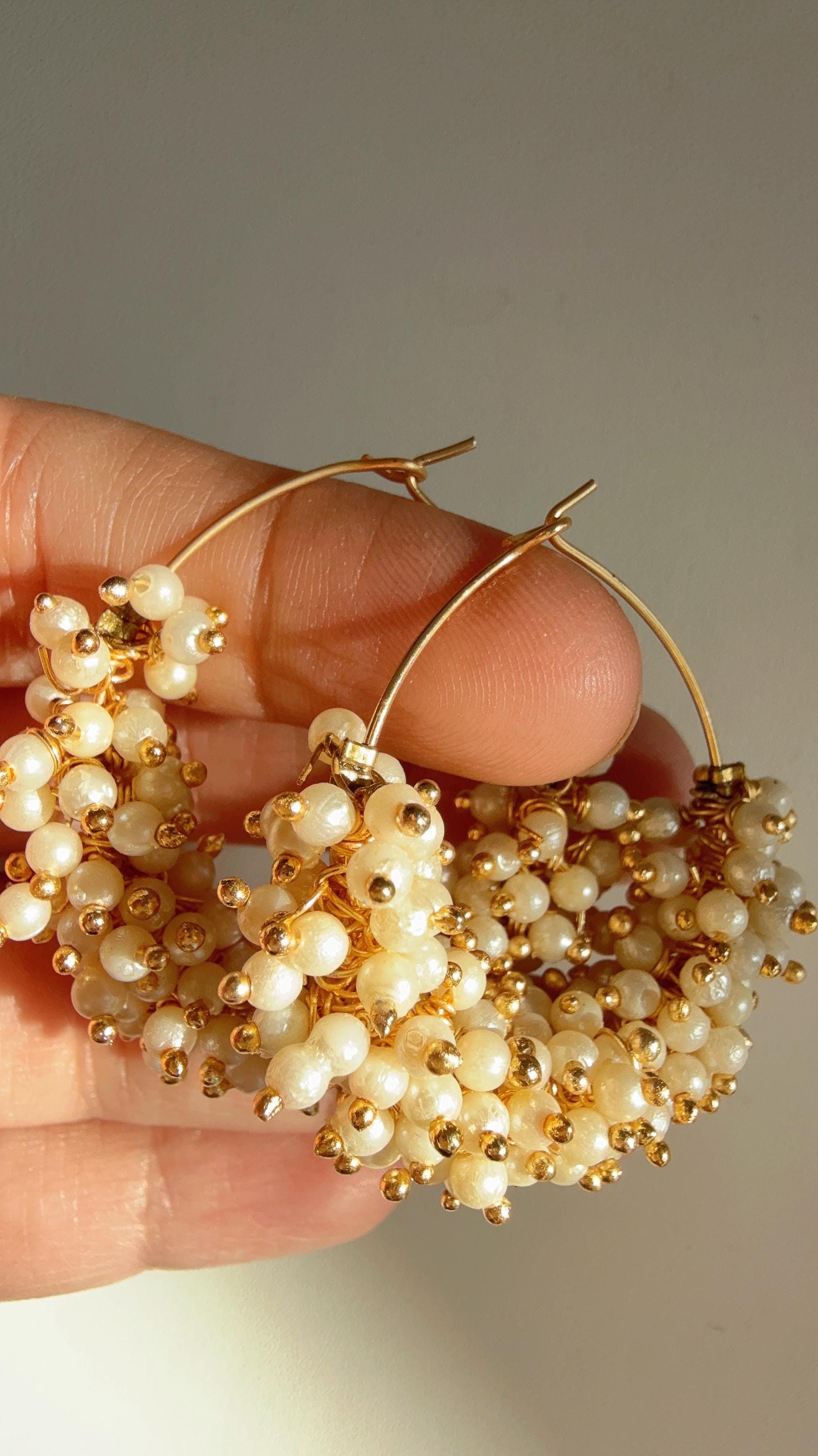 Antique bali/ Hoop Earrings / Hoop Earring/Indian Jewelry/Pearl Hoop earring/Indian Wedding Jewelry/Punjabi Bali hoops/Gold bali