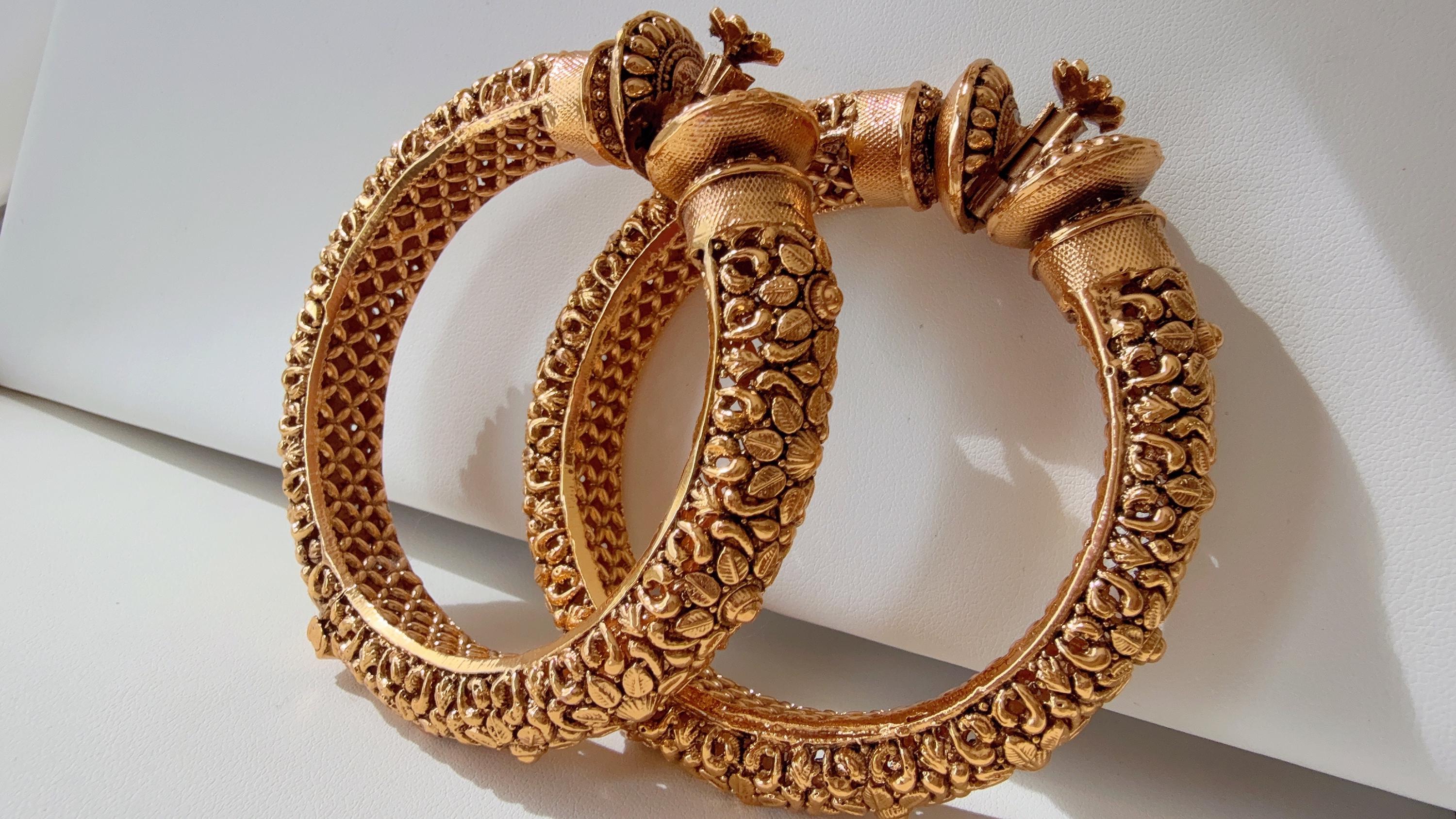 Gold Kada Bangles bangle/Indian Bangles/Antique gold Kada/Kundan bridal bangles set/Gold Kada/Indian bangles Bracelets