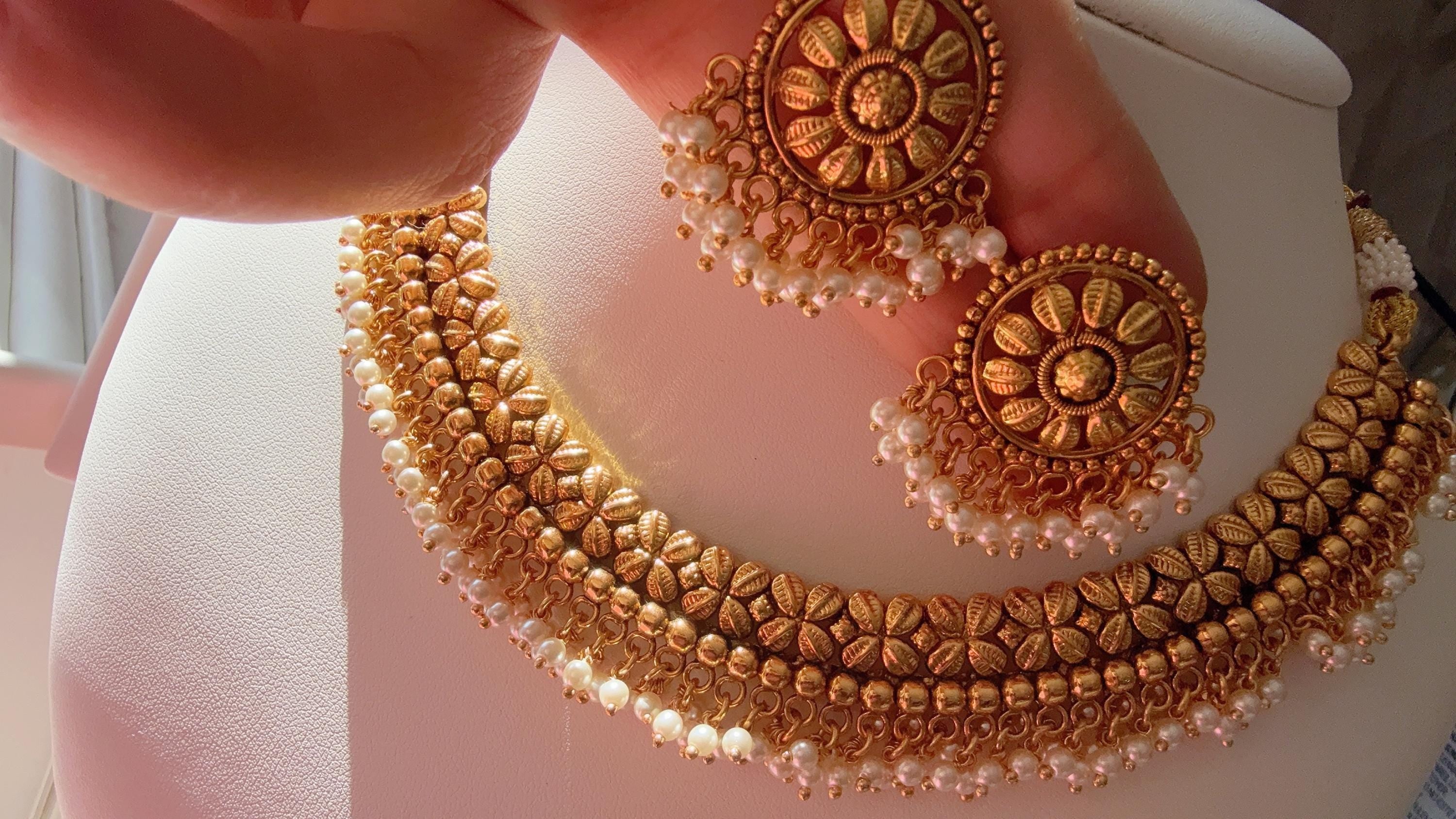 1 Gram gold choker/Antique Gold Necklace/guttapusalu necklace /temple jewelry//Amrapali necklace/ South Indian jewelry