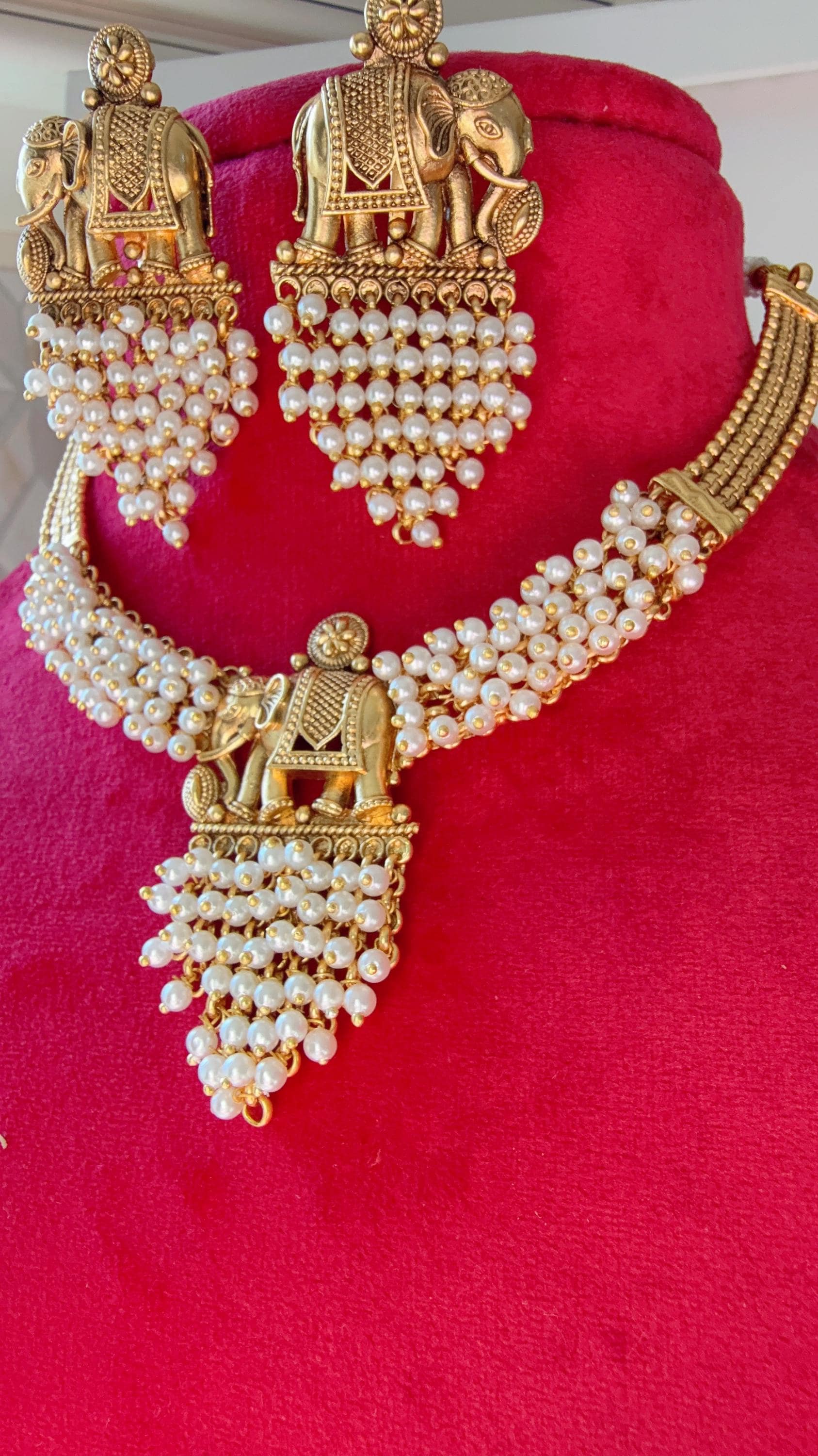 Elephant Choker Necklace /Indian Choker /Guttapusalu necklace /Temple jewelry/South Indian jewelry/Indian Wedding jewelry
