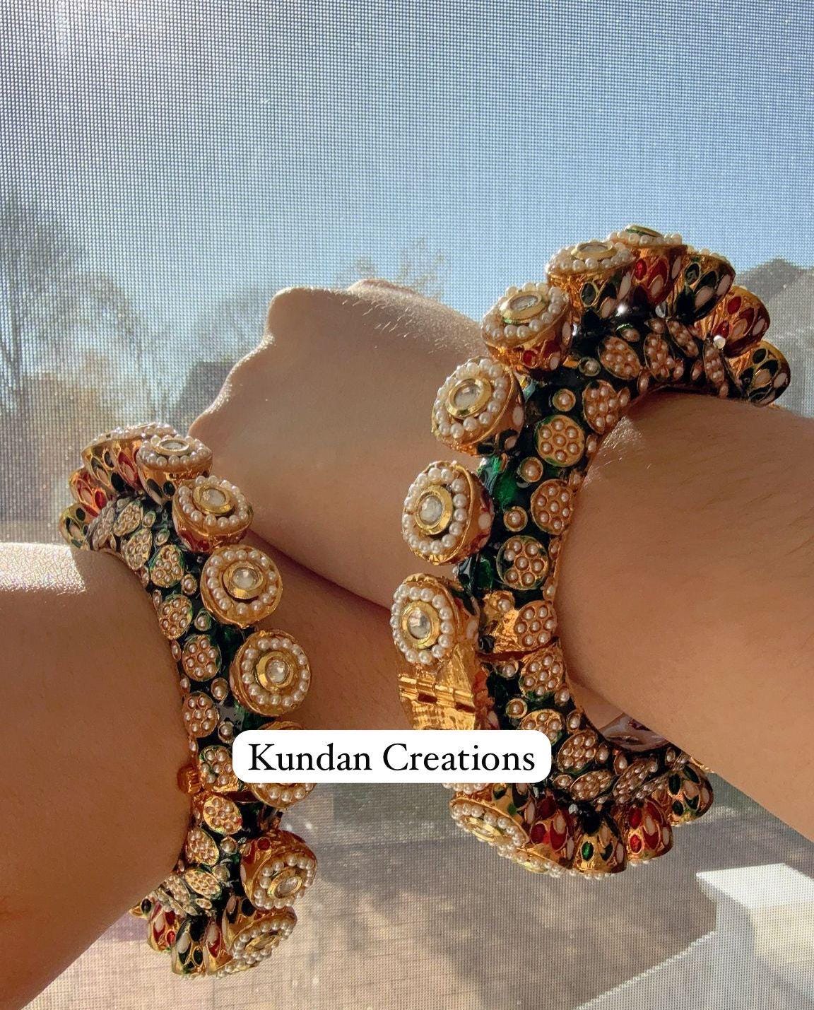 Rajwadi Kada/ Gold Ruby Green Bangles bangle /Antique gold Kada/Kundan bridal bangles set/Gold Kada/Indian bangles /Indian Wedding jewelry