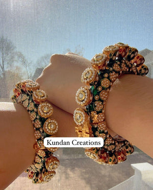 Rajwadi Kada/ Gold Ruby Green Bangles bangle /Antique gold Kada/Kundan bridal bangles set/Gold Kada/Indian bangles /Indian Wedding jewelry