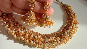 Antique Polki Kundan Pearl necklace/Wedding Mehendi necklace/Bridal necklace/Indian necklace/Indian jewelry/