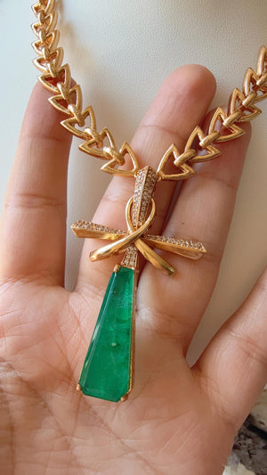 Diamond Cross doublet stone Pendant Necklace /Indian jewelry/ CZ green necklace/Diamond necklace Indian Necklace/
