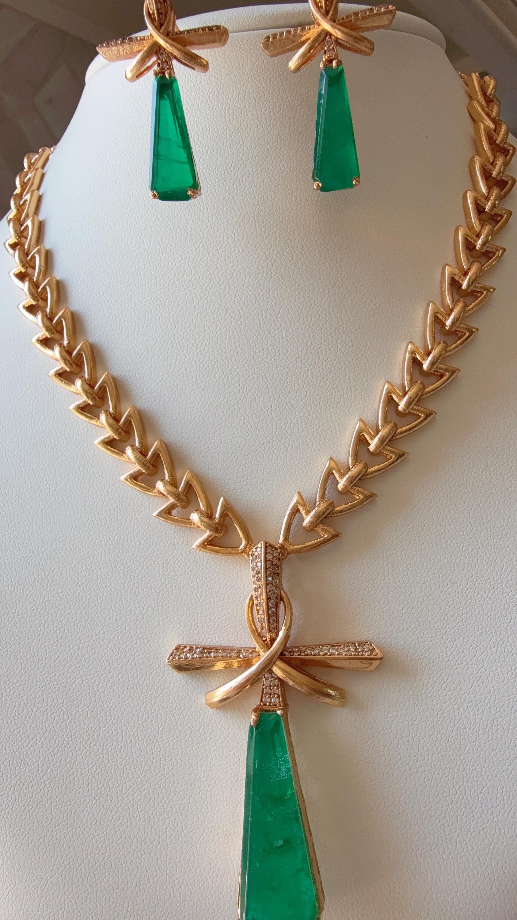 Diamond Cross doublet stone Pendant Necklace /Indian jewelry/ CZ green necklace/Diamond necklace Indian Necklace/