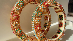 Rajwadi Jadau Statement Multi pearl Kada/Antique gold Kada/Kundan bridal bangles set/Gold Kada/Indian bangles /Indian Wedding jewelry