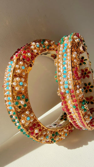 Rajwadi Jadau Statement Multi pearl Kada/Antique gold Kada/Kundan bridal bangles set/Gold Kada/Indian bangles /Indian Wedding jewelry
