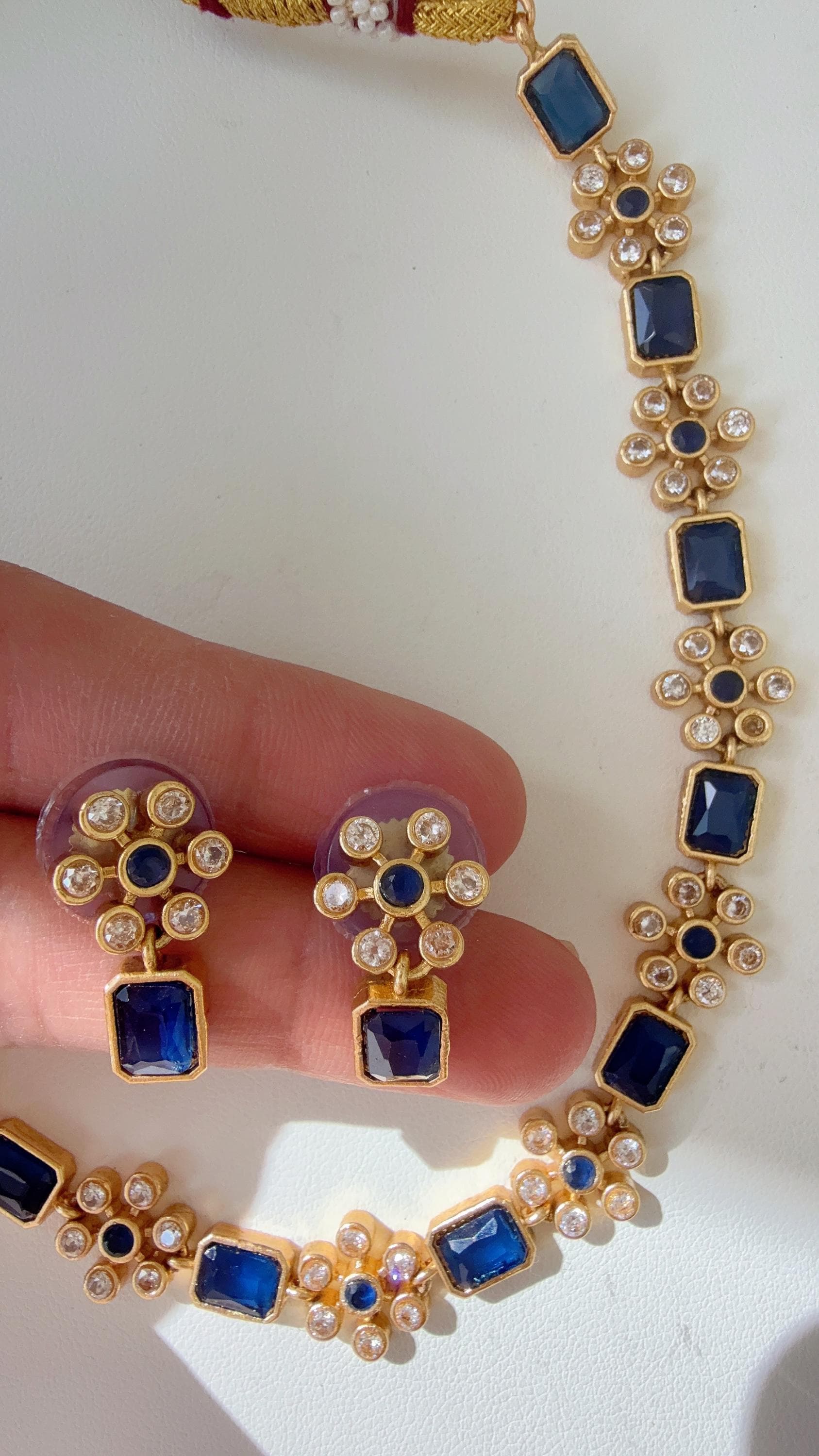 Petite classy Antique Polki Kundan necklace/Wedding necklace/Blue necklace/Indian necklace/Indian jewelry/Polki Blue necklace
