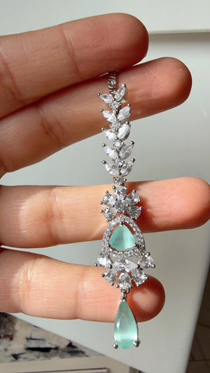 American Diamond Rhodium Maang tikka/ Indian Wedding Jewelry/ Pakistani Jewelry/ Matha patti/ Indian forehead jewelry/Indian Jewelry
