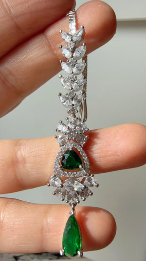 American Diamond Rhodium Maang tikka/ Indian Wedding Jewelry/ Pakistani Jewelry/ Matha patti/ Indian forehead jewelry/Indian Jewelry