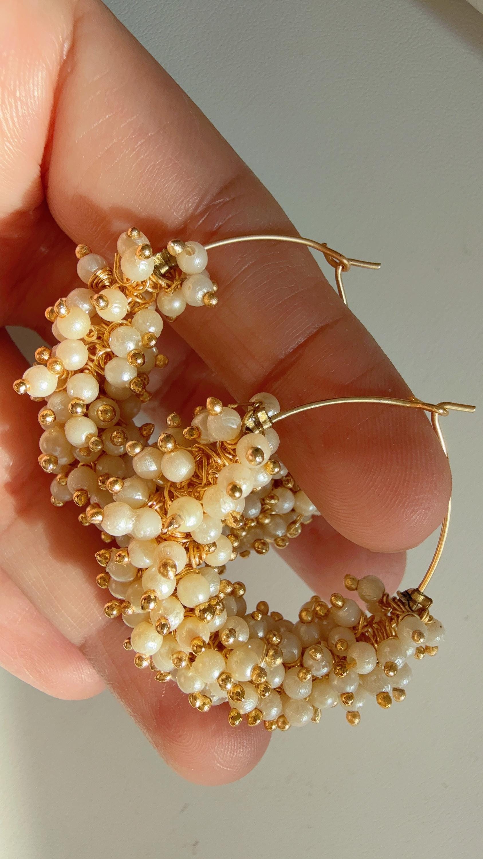 Antique bali/ Hoop Earrings / Hoop Earring/Indian Jewelry/Pearl Hoop earring/Indian Wedding Jewelry/Punjabi Bali hoops/Gold bali
