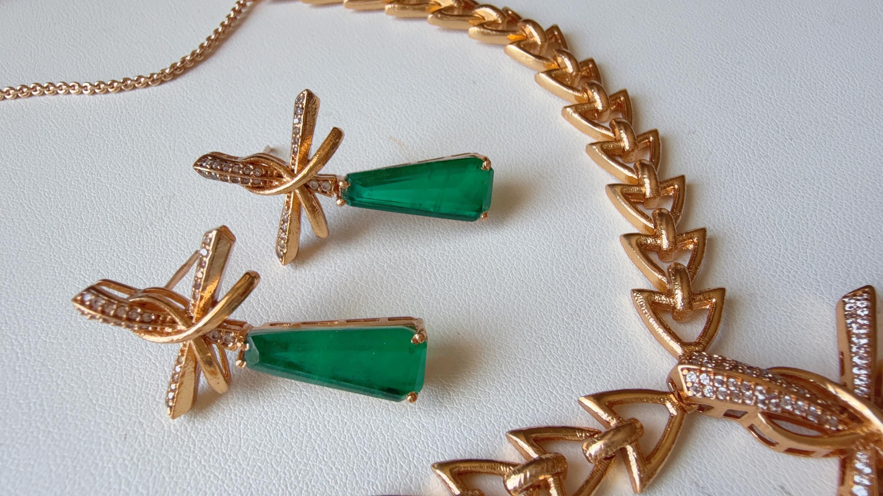 Diamond Cross doublet stone Pendant Necklace /Indian jewelry/ CZ green necklace/Diamond necklace Indian Necklace/
