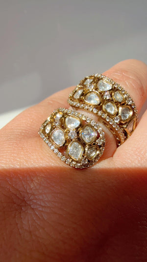 Antique look Bridal Kundan Moissanite Antique kundan Ring/Diamond bridal Ring/ Kundan Statement Ring /Indian Bridal jewelry