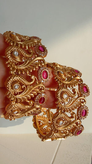 New Arrival Traditional Gold Plated Meenakari Rajwadi peacock Kada /Ruby Green Antique gold Kada/Kundan Gold Kada/Gold Look alike Bangle