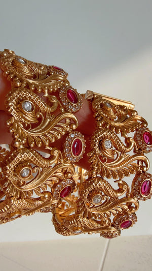 New Arrival Traditional Gold Plated Meenakari Rajwadi peacock Kada /Ruby Green Antique gold Kada/Kundan Gold Kada/Gold Look alike Bangle