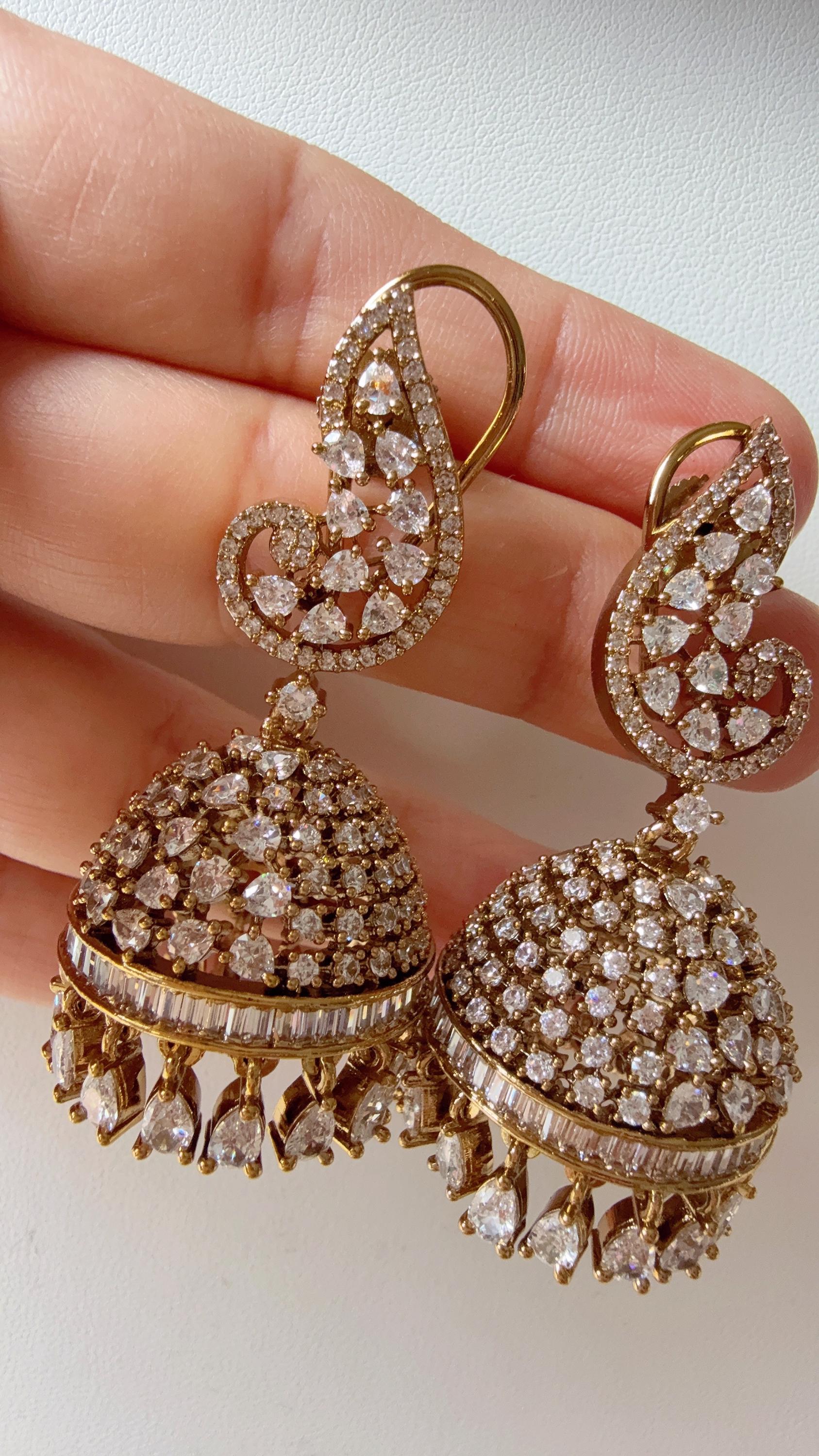 Antique look Diamond hoops Earrings/Antique Diamond Bali Hoops /Indian Earrings// Kundan Jhumka /Cubic Zirconia jhumka earrings