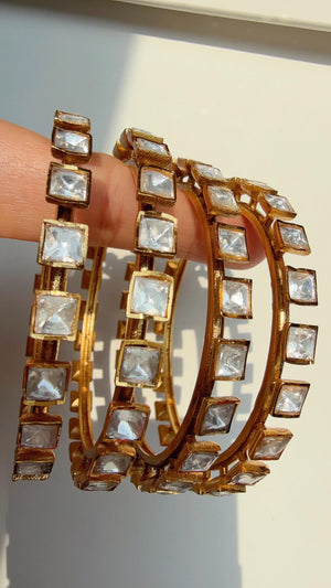 Moissanite diamond 4 Pc Bangles set Next to real / Moissanite gold kada / Set of 4 Bridal Moissanite bangles/bridal diamond bangles