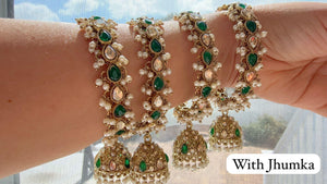 Bridal Green chooda Green Emerald Kundan Pearl Bangles 4 PC/Indian Bangles/ Indian jewelry/wedding jewelry/green Kundan bangles/