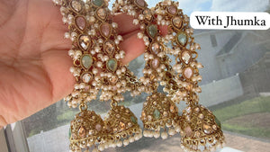 Mint pink Kundan Bangles/Polki Kundan Pearl Bangles Set(4 Pc) /Indian Jewelry/ mint pink Kundan Bangles/Mint pink bangles/Indian Bangles