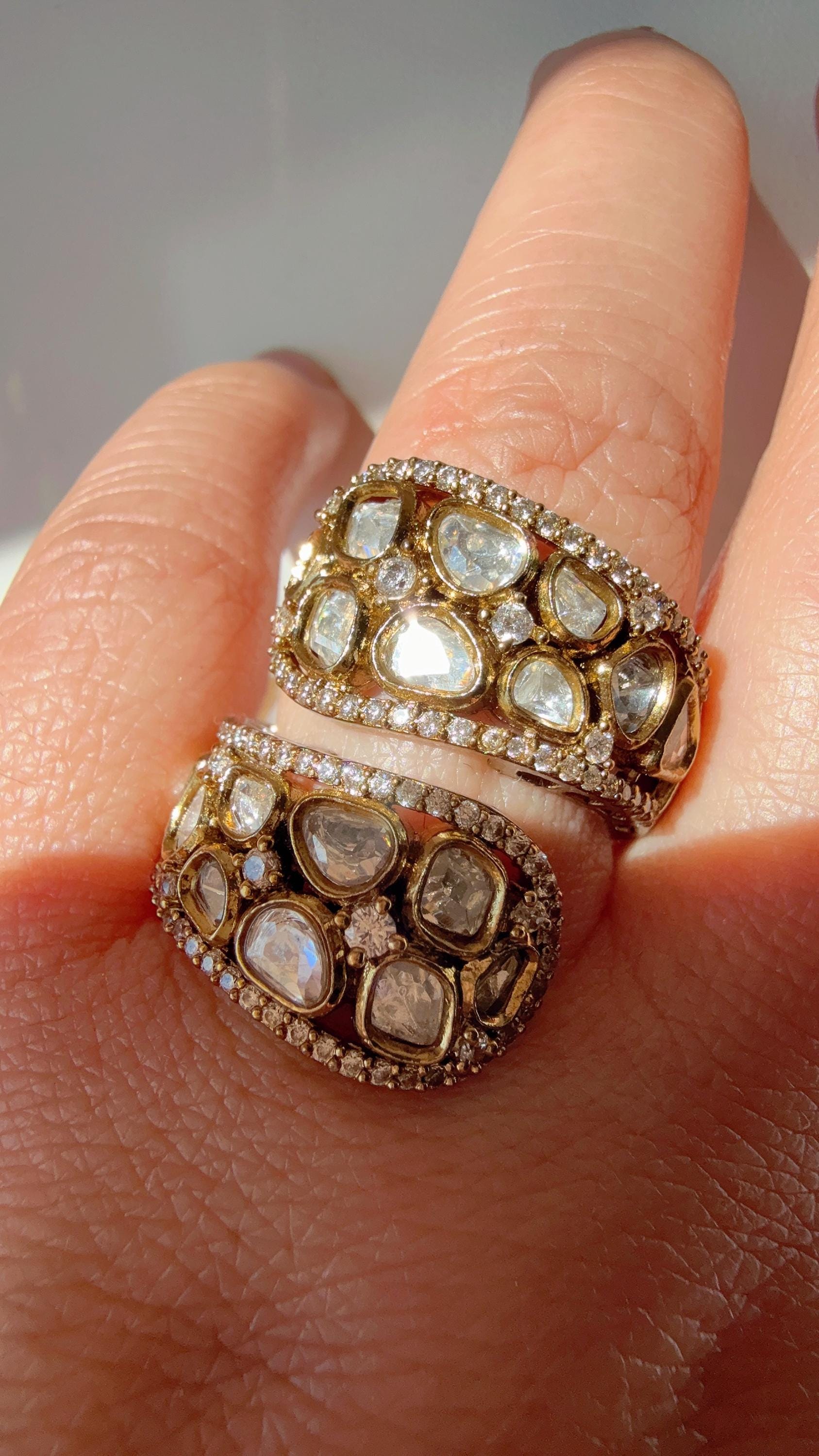 Antique look Bridal Kundan Moissanite Antique kundan Ring/Diamond bridal Ring/ Kundan Statement Ring /Indian Bridal jewelry